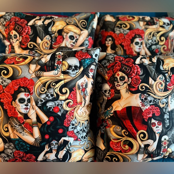 20x20 Handmade Day of the Dead inspired throw pillow covers! - Picture 5 of 7